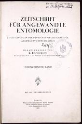 ur. K. Escherich
ZEITSCHRIFT FÜR ANGEWANDTE ENTOMOLOGIE
ZUGLEICH ORGAN DER DEUTSCHEN GESELLSCHAFT FÜR ANGEWANDTE ENTOMOLOGIE
1932