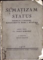 JOSIP BOROŠIĆ
ŠEMATIZAM I STATUS OSOBLJA U RESORU MINISTARSTVA ŠUMA I RUDNIKA
prema stanju od 1 marta 1935 god
1935