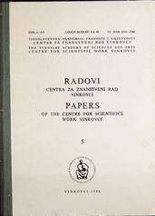 RADOVI CENTRA ZA ZNANSTVENI RAD VINKOVCI
1984